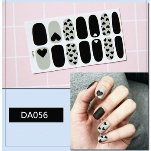 Lamemoria 14tips/sheet Heart Nail Art Sticker Full Cover Wraps Decorations DIY Manicure Slider Waterproof Adhesive DA036-DA068