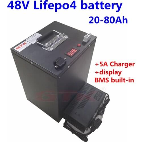 GTK 48V 80Ah 60Ah 50Ah 40Ah 30Ah 20Ah 25Ah LiFepo4 lithium battery with BMS for ebike scooter motorcycle rickshaw+5A charger