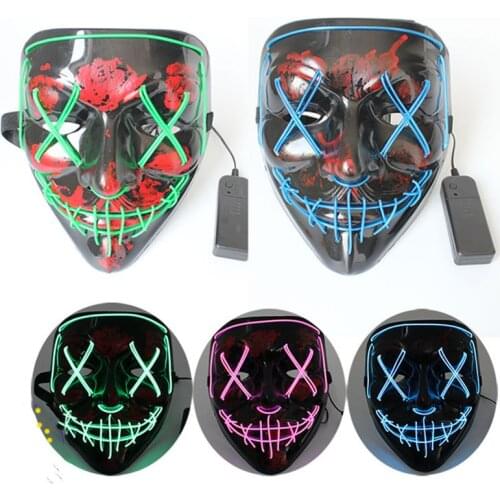 Halloween Mask Vendetta EL Wire Mask Flashing Cosplay LED neon Costume Anonymous Mask for Glowing Dance Carnival Party Masks