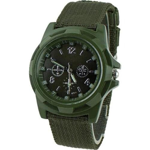 Sergeant waterproof watch woven canvas strap mens luminous watch Personalized Leather Wrist Bracer Japan Movement Watch