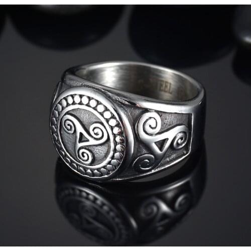 Mens 316L Stainless Steel Nordic Vikings Celt Knot black colour High Quality fashion wholesale Ring Jewelry