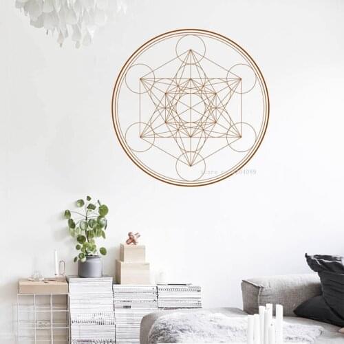 Sacred geometry Wall Sticker metatrons cube geometric alchemy decal line circle mandala Round stereoscopic Polygon poster DG528