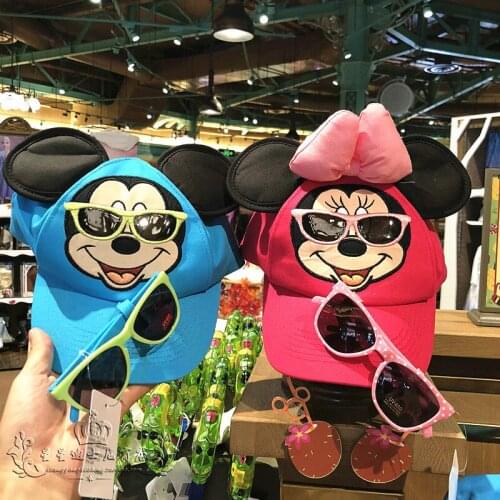 New Hot Disney Cartoon Mickey Minnie Cartoon Kawaii Children Sunglasses Sun Hat Limited Edition Gift Hat Circumference 51cm