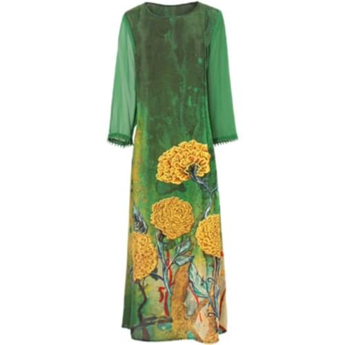 2021 New Fashion Womens Chiffon Print Dress Female Casual Style Summer Dresses