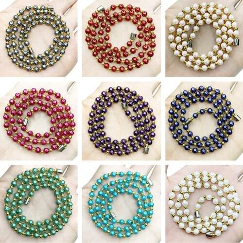 Exquisite Round Beads Clavicle Chain Necklace for Women Sea Shell Pearl Strand Wedding Party Gift Jewelry Short Choker 40cm B500