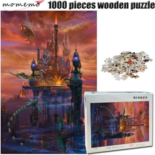MOMEMO Sky Castle Jigsaw Puzzle Exquisite 1000 Pieces Wooden Puzzle for Adult Beautiful Landscape Puzzles Toys for Children Gift