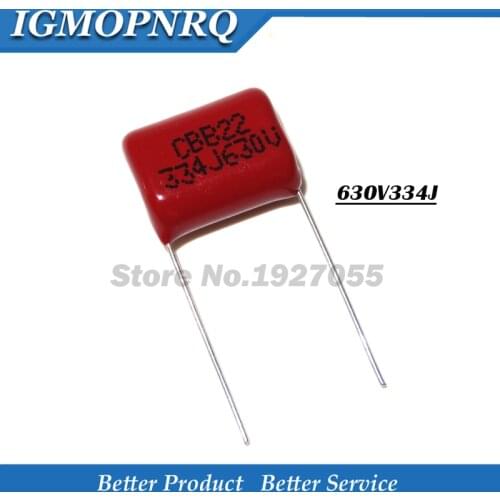 10PCS 630V334J 0.33UF Pitch 15MM 630V 334 330NF CBB Polypropylene film capacitor new 630V334J-P15