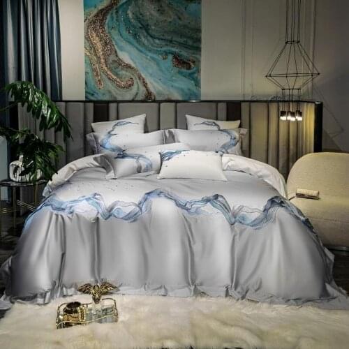Grey White Marble Modern Art Abstract Duvet cover sets Premium 1000TC Egyptian Cotton Bedding Bed Sheet Pillowcases Full size