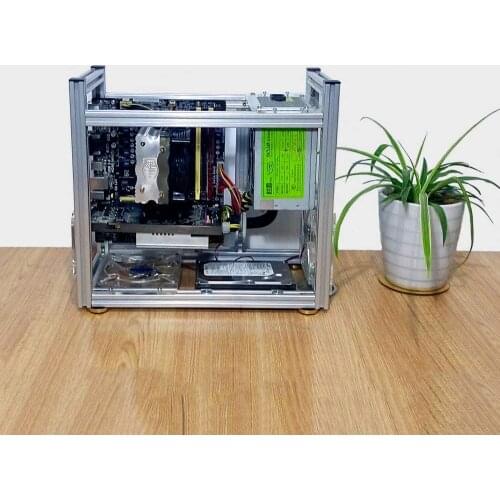 Silver Bench Case Bench Computer Case for MATX Micro ATX Aluminum DIY Bare Frame Support Graphics Card Motherboard PC