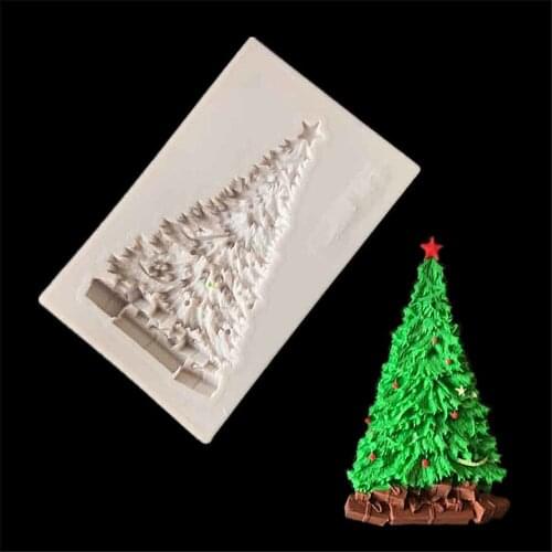 Christmas tree Shape Fondant Cake Mold Candy Chocolate Silicone Molds Biscuits Embossed Mould DIY Cake Baking Tools Aouke