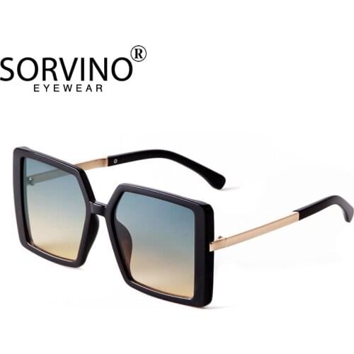 SORVINO 2021 Oversized Square Sunglasses Women New Luxury Brand Trendy Red Blue Clear Lens Vintage Men Gradient Shades UV400