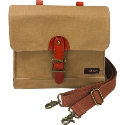 Tourbon Vintage Cycling Bicycle Handlebar Bag Front Tube Pack Shoulder Bags Messenger Bag Waxed Water Repellent Canvas