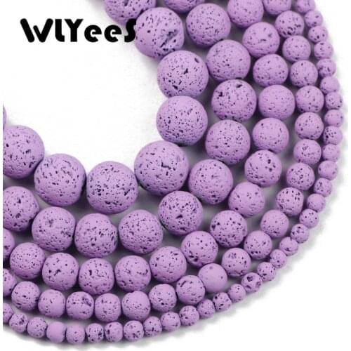 WLYeeS Natural Lava Volcanic Stone Beads Light Purple Loose Beads For Jewelry Making DIY Bracelet Accessories 15'' 4 6 8 10 12mm
