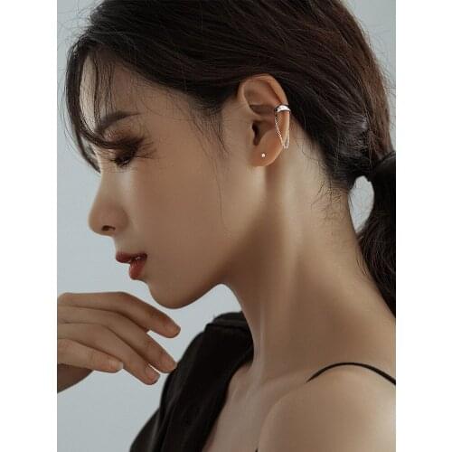 Ear jewelry s925 sterling silver jewelry with ear clip retro ear bone clip without pierced chain for female gifts wholesale