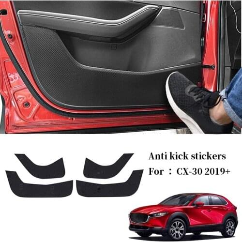 Car Carbon Fiber Door Anti-Kick Pad Side Edge Protection Mat Cover for Mazda CX-30 2019 2020