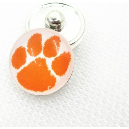 20pcs/lot US Logo Clemson University Snap Buttons for 18mm Sports Teams Snap Bracelet&Bangles DIY Snap Jewelry Charms