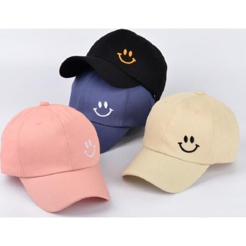 2021 Summer Baseball Cap Women Sunscreen Hat Smile Character Embroidery Casual Adjustable Men Snapback Sunhat Golf Baseball Hat