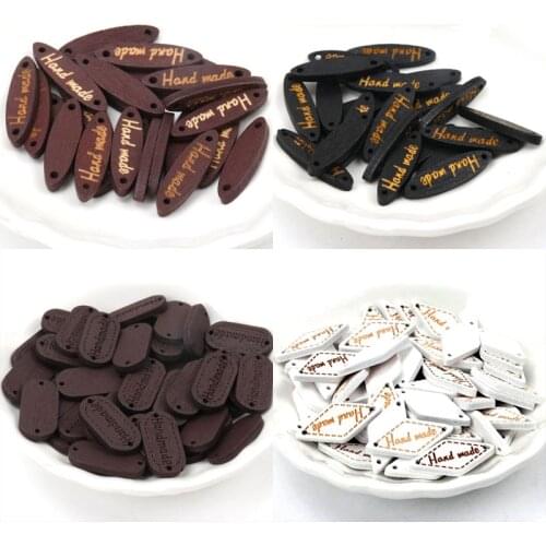 Wooden Mixed Color Word Brand Oval Square Shape Buttons 2 Holes Handmade Clothing Sewing Scrapbooking Crafts Accessory DIY 30pcs