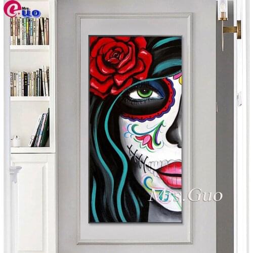 3D/5d Diy Diamond Painting Anime Horror Skull Girl Art Diamond Picture Mosaic Halloween Gift Home Wall Decoration Large size