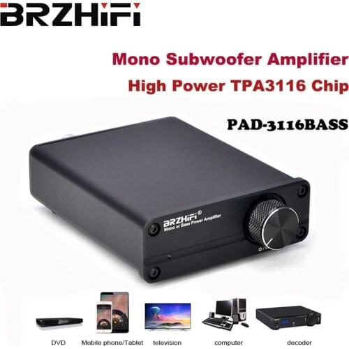 BRZHIFI Fashion TPA3116 Subwoofer Digital Amplifier Home Theater 100W Mono Amplificador High Power Bass Car Amp AV SUB Input