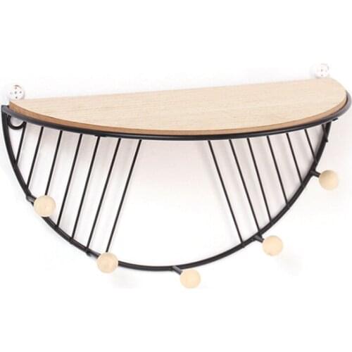 Wood Shelves Wall Home Living Room Decoration Multi-Function Key Hook Wall Hanging Storage Display Stand