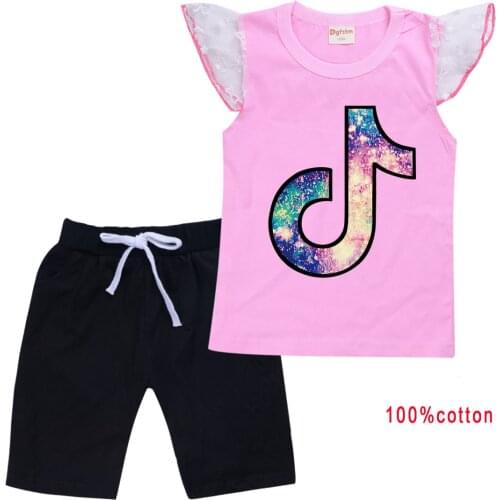 TIK TOK Kids Costumes Girls Boys Clothing Sets Summer Toddler Clothes Short Sleeve Tracksuit Childrens Sports Suit Home Wear
