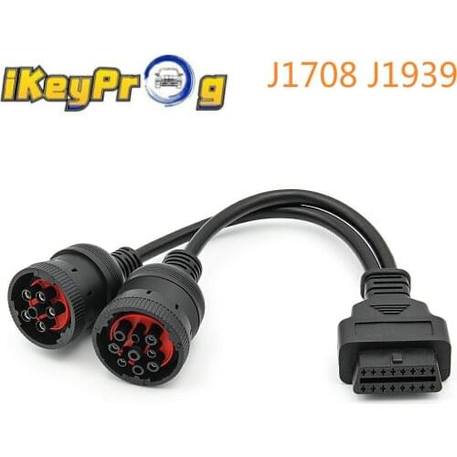 J1708 J1939 OBD2 Truck Diagnostic Tool 16 Pin Cable Connector OBD to OBD2 6Pin 9Pin for Cummins for Deutsch for Cat Truck