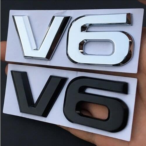 For V6 Mercedes BMW Audi Ford Fiesta Mustang Ranger Nissan Toyota Honda Styling 3D metal Car Emblems Logo Decal Badge Sticker