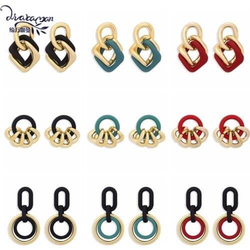 Dvacaman INS Geometric Metal Drop Earrings for Women Girl Personality Circle Dangle Statement Earrings Party Gifts 2020