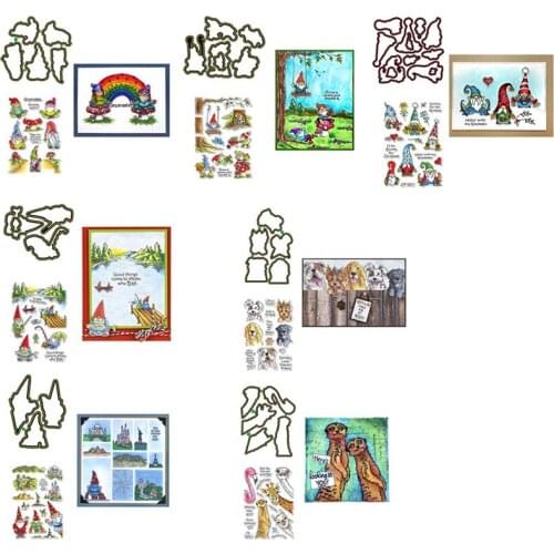 Gnome Travels Animals giraffe flamingo 2020 New Cutting Dies and Stamps Set for DIY Scrapbooking Crafts Cards Making 25