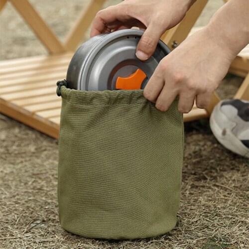 Canvas Cloth Drawstring Storage Bag Portable Large Capacity Canvas Bag Outdoor Camping Tableware Sundries Storage Bag SM