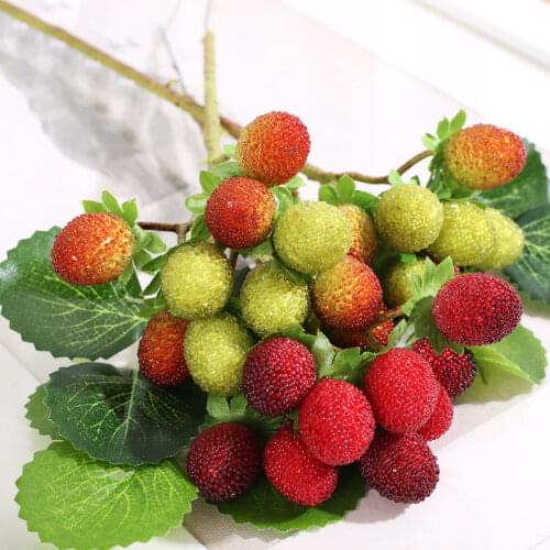 1 pcs Artificial Fake Plants Raspberry Simulation Fruit Plastic Berry Strawberry Decorative Flower for Home Decoration DF1