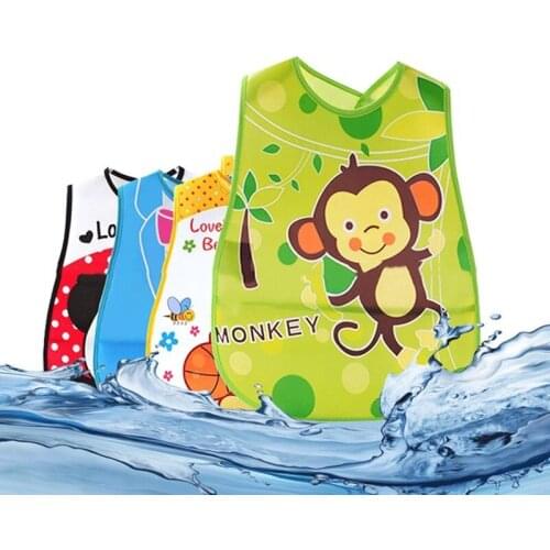 1pcs Quality Bib Adjustable Baby Bibs Plastic Waterproof Lunch Feeding Bibs Baby Cartoon Feeding Cloth Children Baby Apron