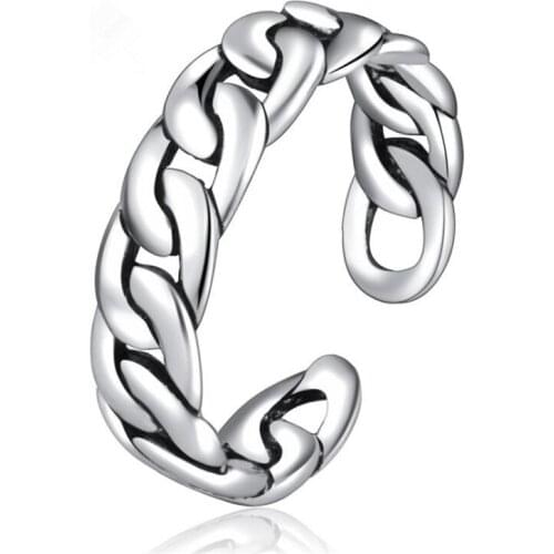 KOFSAC New Simple Vintage Twist Rope Ring Adjustable Thai Sterling Silver 925 Rings For Women Christmas Jewelry Best Girl Gift