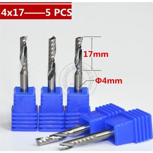 4mm*17mm-5PCS,Freeshipping,CNC wood tools,solid carbide End Mill,woodworking insert router bit,milling cutter,MDF,PVC,Acrylic