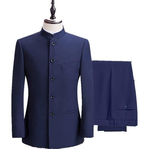 Suit + pants)2021 mens young business slim Mao suit suit large size M-4XL/ mens suits 3 piece / man suit slim fit