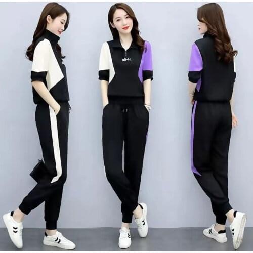 Summer 2 Two Piece Set Tracksuit Women Clothes Short Sleeve Pullover Top and Pants Sweat Suits M-4XL Casual Womens Sets Outfits
