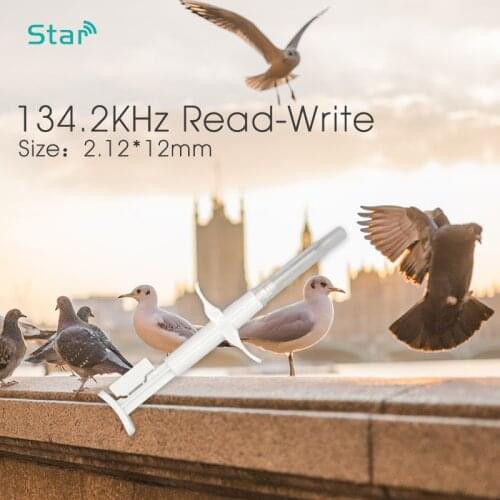 100pcs Universal 134.2khz Fdx-b Implanted horse dog cow Fish Cattle rfid microchips 2.12*12MM with Sterilized disposable syringe