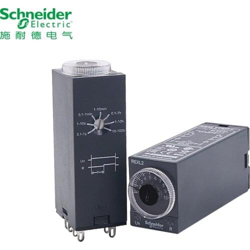 Schneider Electric Timer Relays Miniature plug-in timing relays with relay output REXL2TMJD REXL2TMBD REXL4TMB7 REXL4TMJD