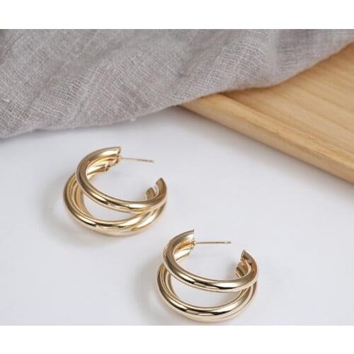 European and American C-shaped Multilayer Compact Fashion Geometric Earrings Trend Party Jewelry Gifts