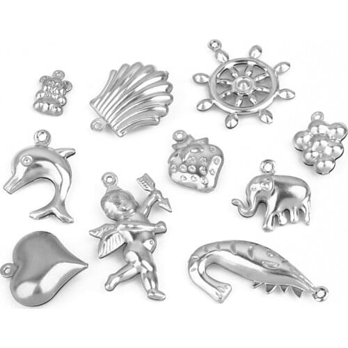 40pcs/lot Stainless Steel Fashion Accessories Angel Lobster Dolphin Pendant DIY Jewelry Making Bracelet Necklace Connector