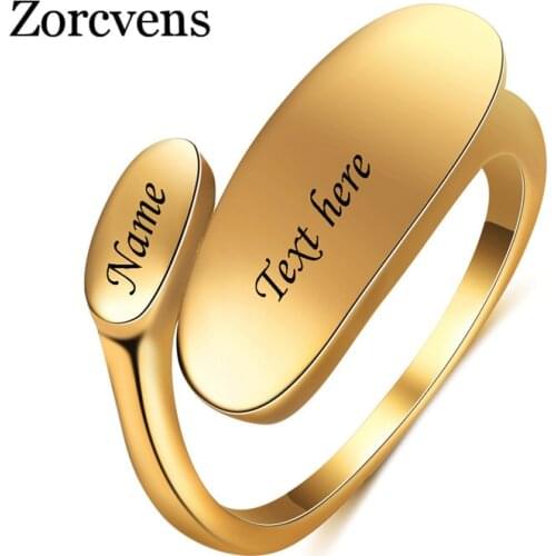 ZORCVENS 2020 New Personalized Irregular Gold Color Finger Rings For Woman Stainless Steel Geometric Customize Jewelry Ring