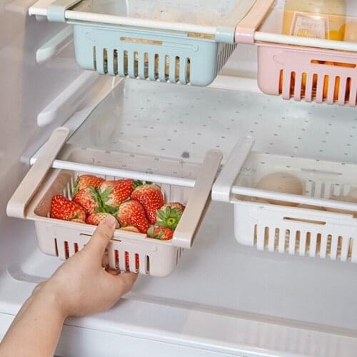 Newly Fridge Storage Organizer Layer Storage Rack Refrigerator Partition Sliding Drawer Food Holder