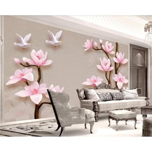 Beibehang Purple TV background Papel de Pered 3d floral wallpaper wall 3d photo mural wallpaper home decoration living room