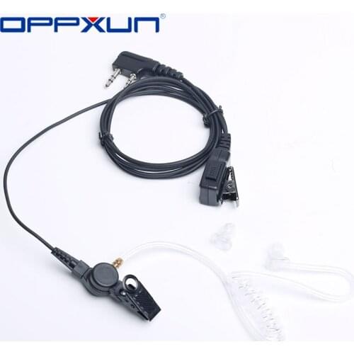 OPPXUN 2Pin Clip on Tactical Earpiece Acoustic Air Tube Security Headset Mic PTT Walkie Talkie Headphone for Baofeng Kenwood