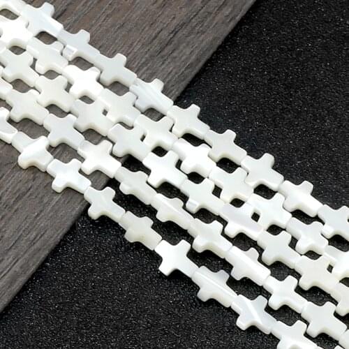 Wholesale 7*9mm Jesus Cross Freshwater Shell Bead Healing Mother of Pearl Stone DIY Jewelry Making Bracelet Necklace Accessories