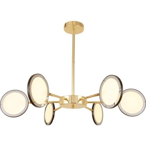 Living Room Ceiling Light LED Multiple Light Sources Super Bright Round Bedroom Golden Modern Simple Rotatable Chandelier