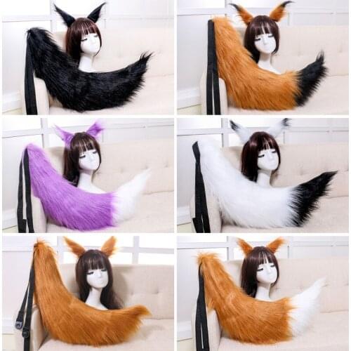 Adjustable Belt Fox Ears Tail Furry Animal Headband Cosplay Props Carnival Party Decor Fancy Dress Halloween Costume Accessories