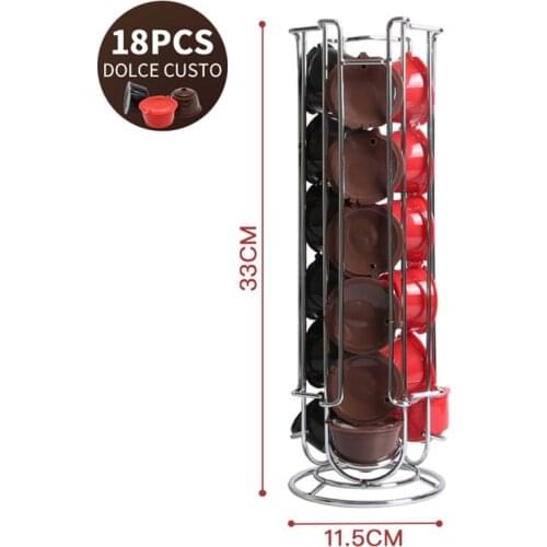 Dolce Gusto Coffee Rack Rotatable Plating Racks Display Silvery Rack Stainless Steel Storage 18PCS Capsules