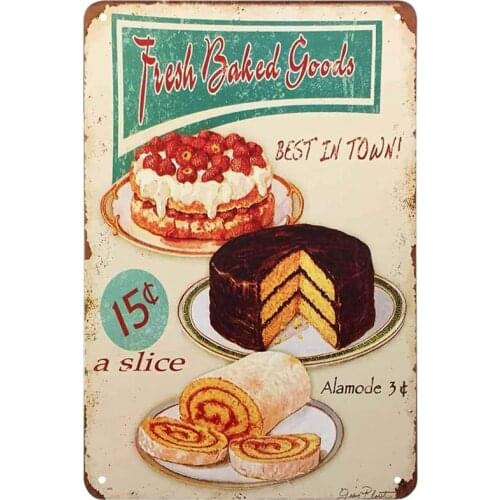 Fresh Baked Goods Metal Tin Sign Decor Pub Home Door Vintage Wall Art Poster Plaque Kitchen